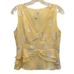Odille Yellow Sleeveless Dressy Tank Blouse Size 10